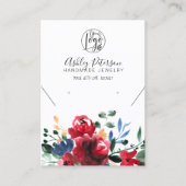 赤素朴フローラロゴジュエリーイヤリングのネックレス 名刺 (正面)