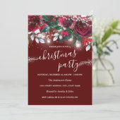 赤素朴フローラ輝くライトクリスマスパーティー 招待状 (スタンド正面)