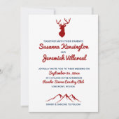 赤素朴ブルーバックディアカントリーマウンテン結婚ズ 招待状 (正面)