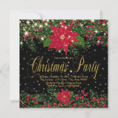 赤素朴ポインセチアパーティー 招待状 (正面)