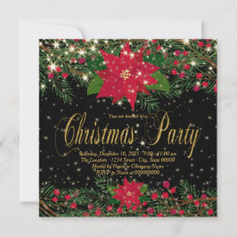 赤素朴ポインセチアパーティー 招待状
