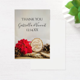 赤素朴ポインセチア冬の結婚式メッセージカード