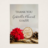 赤素朴ポインセチア冬の結婚式メッセージカード (正面)