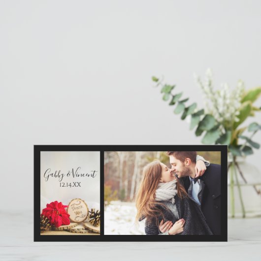 赤素朴ポインセチア冬の結婚式 サンキューカード (スタンド正面)