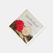 赤素朴ポインセチア冬の結婚式 スタンダードカクテルナプキン (角)