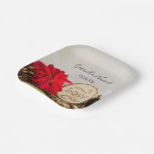 赤素朴ポインセチア冬の結婚式 ペーパープレート (傾斜あり)