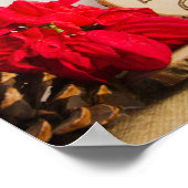 赤素朴ポインセチア冬の結婚式 ポスター (角)