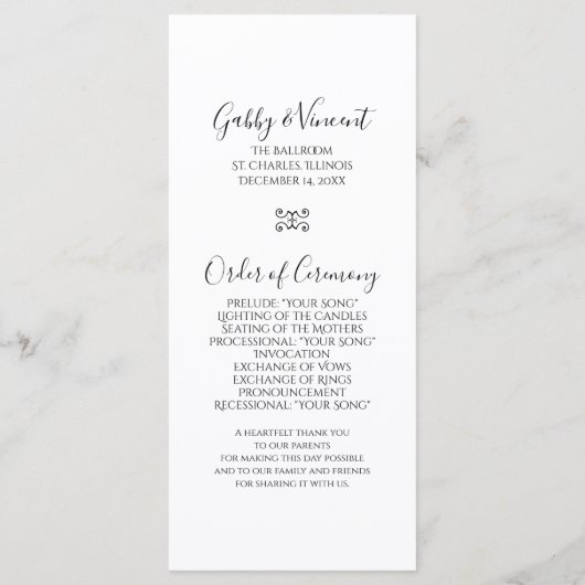 赤素朴ポインセチア冬ウエディングプログラム プログラム (裏面)