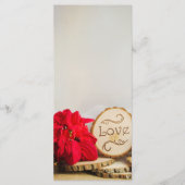 赤素朴ポインセチア冬ウエディングプログラム プログラム (正面)