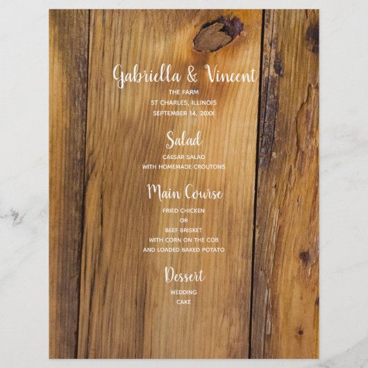 赤素朴ポインセチア地方ウィンターウエディングメニュー (裏面)