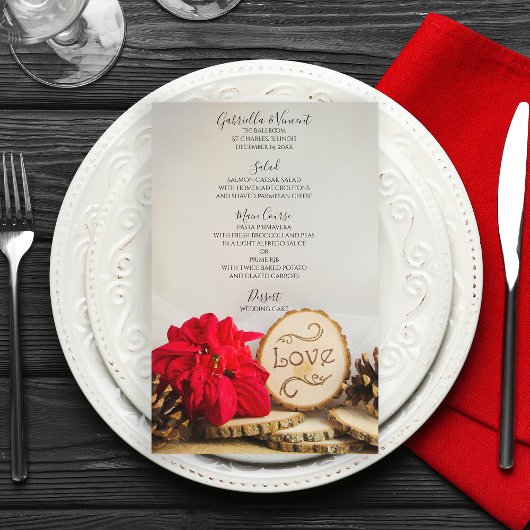 赤素朴ポインセチアWoodland Winter Wedding Menu