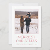 赤素朴メリークリスマス家族の写真カード シーズンカード (正面)