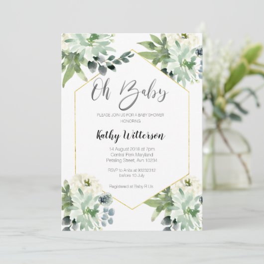 赤素朴モダンちゃんシャワー招待状少年 招待状 (スタンド正面)