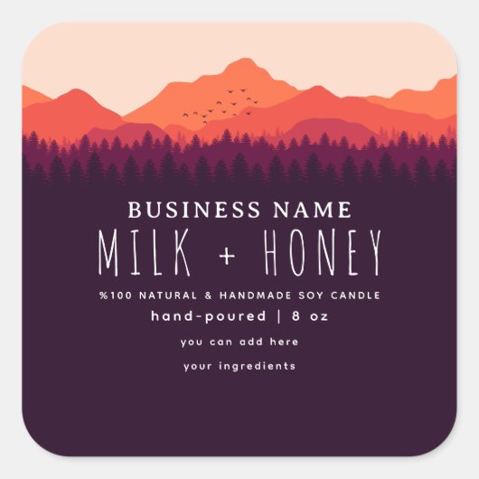 赤素朴モダン山蝋燭ラベル スクエアシール (正面)