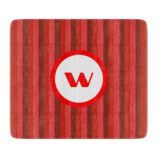 赤素朴モノグラム&ストライプ カッティングボード (正面)
