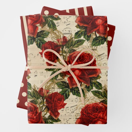 赤素朴ロエレガントス水玉模様ストライプ無地の ラッピングペーパーシート (インサイチュ)