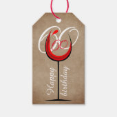 赤素朴ワイングラス台本60誕生日 ギフトタグ (正面)