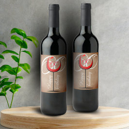 赤素朴ワイングラス台本60誕生日 ワインラベル