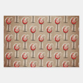 赤素朴ワイングラス台本60th誕生日プレゼント ラッピングペーパーシート (正面3)