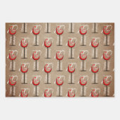 赤素朴ワイングラス台本70誕生日プレゼント ラッピングペーパーシート (正面2)