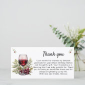 赤素朴ワイングラス離れオリーブ誕生日 サンキューカード (スタンド正面)