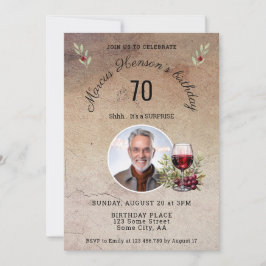 赤素朴ワイングラス50誕生日写真 招待状