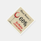 赤素朴ワイングラス60th誕生日パーティー スタンダードカクテルナプキン (角)