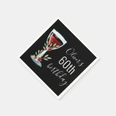 赤素朴ワインバラ水彩第60誕生日 スタンダードカクテルナプキン (角)