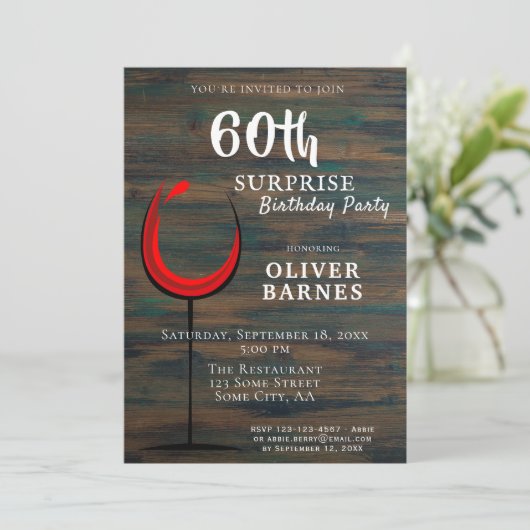 赤素朴ワイン60th誕生日サプライズパーティー 招待状 (スタンド正面)