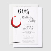 赤素朴ワイン60th誕生日パーティー ベラム紙招待状 (オフセット)