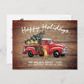 赤素朴ヴィンテージトラックドッグハッピーホリデームービング 案内ポストカード (正面/裏面)