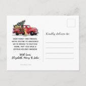 赤素朴ヴィンテージトラックドッグハッピーホリデームービング 案内ポストカード (裏面)