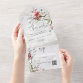 赤素朴冬の果実&ボホコットンQRコード オールインワン招待状 (貼ってはがせる)