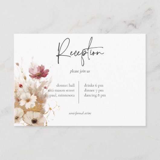 赤素朴大麦水彩ワイルドフラワー披露宴 エンクロージャーカード (正面)