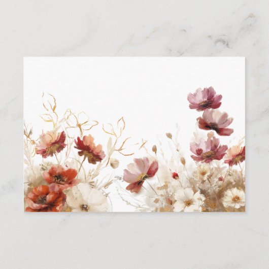 赤素朴大麦水彩ワイルドフラワー披露宴 エンクロージャーカード (裏面)