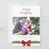 赤素朴弓ファミリーフォトクリスマスカード 招待状 (正面)