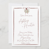 赤素朴手引き弓冬の結婚式 招待状 (正面)