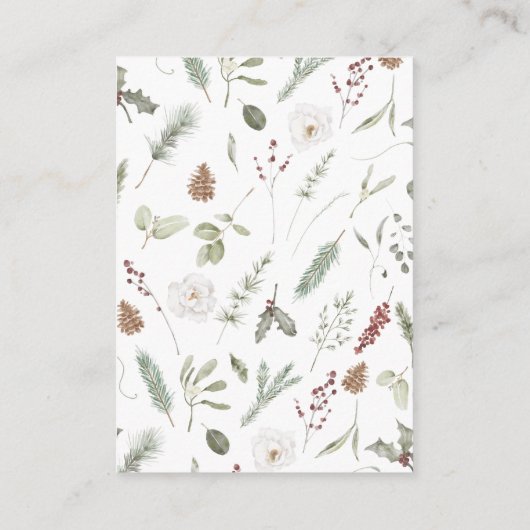 赤素朴手文字の冬の結婚式の詳細 エンクロージャーカード (裏面)