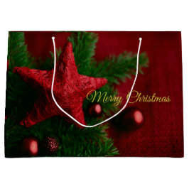 赤素朴星かわいいクリスマス抱き枕 ラージペーパーバッグ