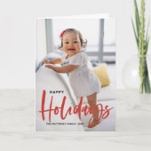 赤素朴書道モダンハッピーホリデー写真 シーズンカード (正面)