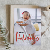 赤素朴書道モダンハッピーホリデー写真 シーズンカード