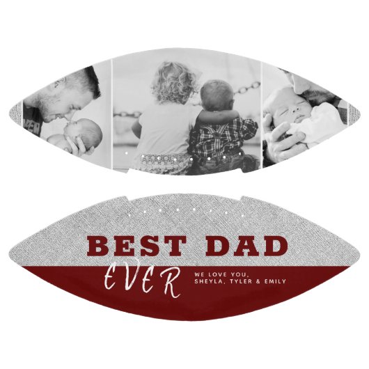 赤素朴最高のパパ父の日3写真コラージュ アメリカンフットボール (パネル)