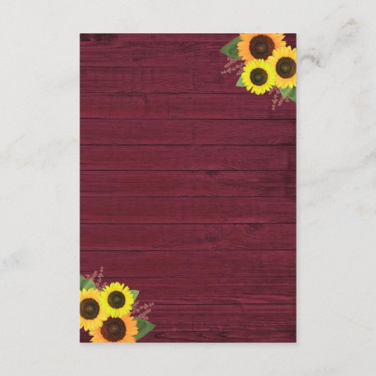 赤素朴木ひまわり結婚の宿泊施設 エンクロージャーカード (裏面)