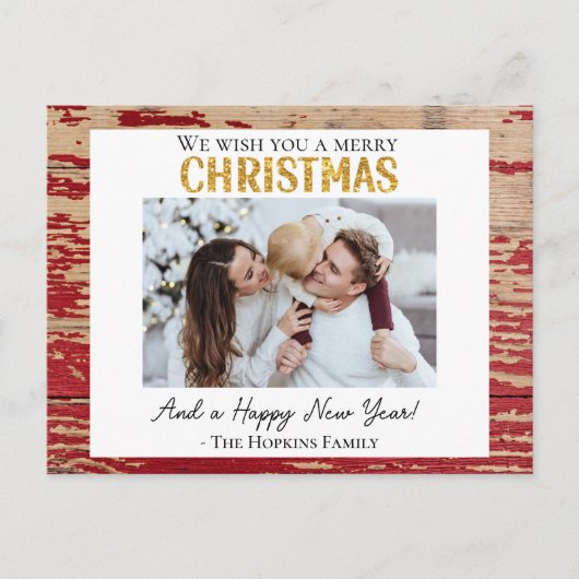 赤素朴木カスタム写真クリスマスハガキ シーズンポストカード (正面)