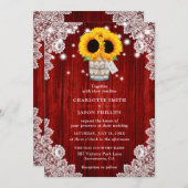 赤素朴木メイソンのヒマワリ結婚の 招待状 (正面/裏面)
