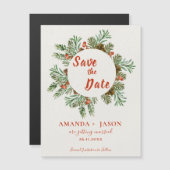 赤素朴果実クリスマスウェディング日付を保存 (正面/裏面)