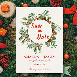 赤素朴果実クリスマスウェディング日付を保存 ポストカード