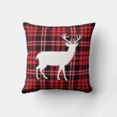 赤素朴格子鹿クリスマス クッション (裏面)