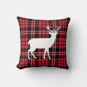 赤素朴格子鹿クリスマス クッション (正面)