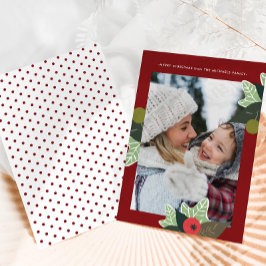 赤素朴植物枠写真クリスマス シーズンカード